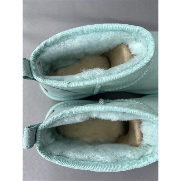 New Ugg Boots Classic Ultra Mini Sky Blue Suede Wool Ankle Shoes Womens Sz 6 - Picture 10 of 13